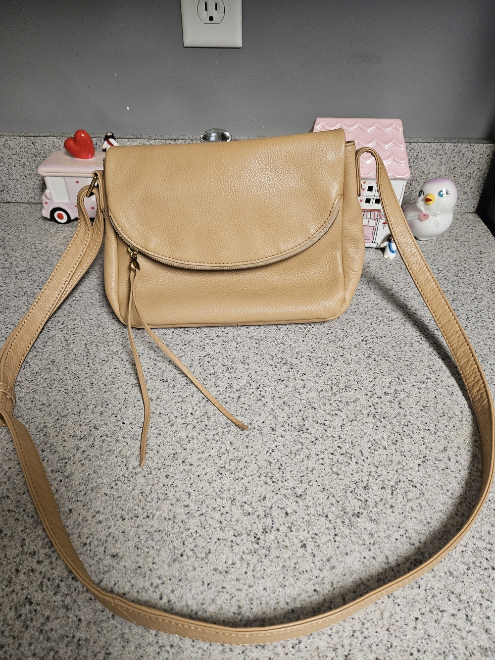 HOBO Tan Pebble Leather Crossbody Bag